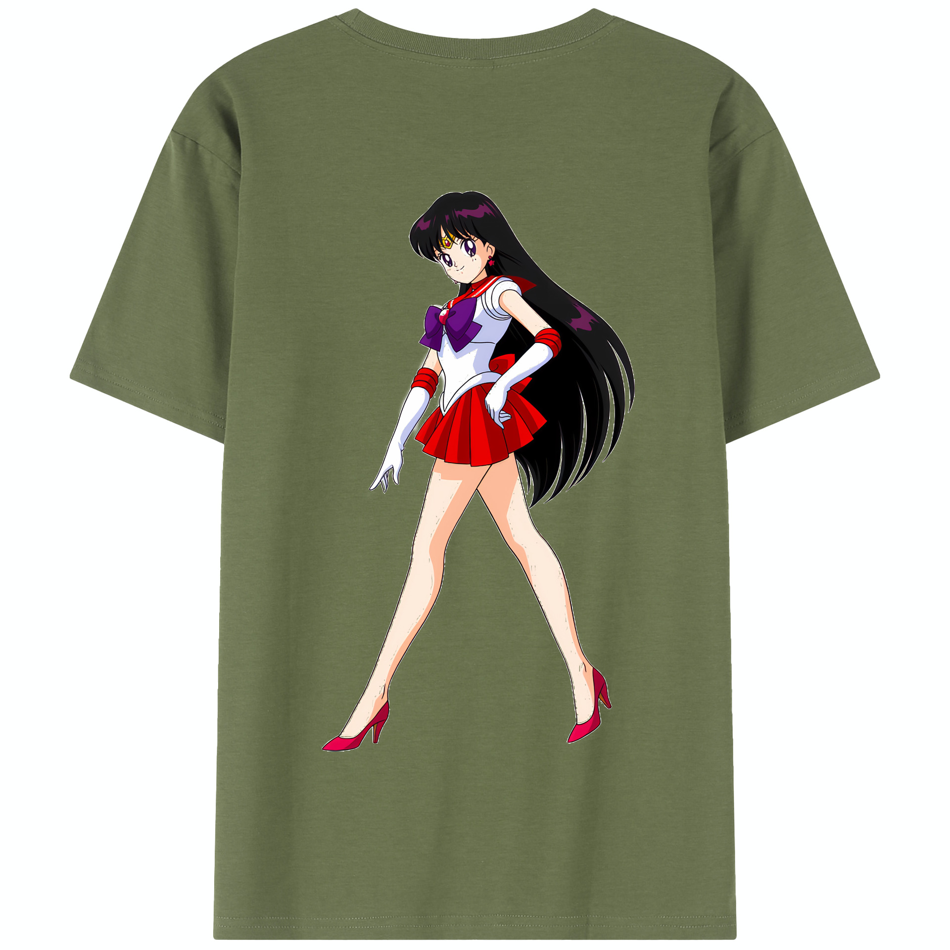 （画像用） 美少女戦士セーラームーン 火野レイ ひの レイ Sailor Moon Hino Rei （セーラーマーズ,Sailor Mars） 綿100％半袖Tシャツ（背面プリント）